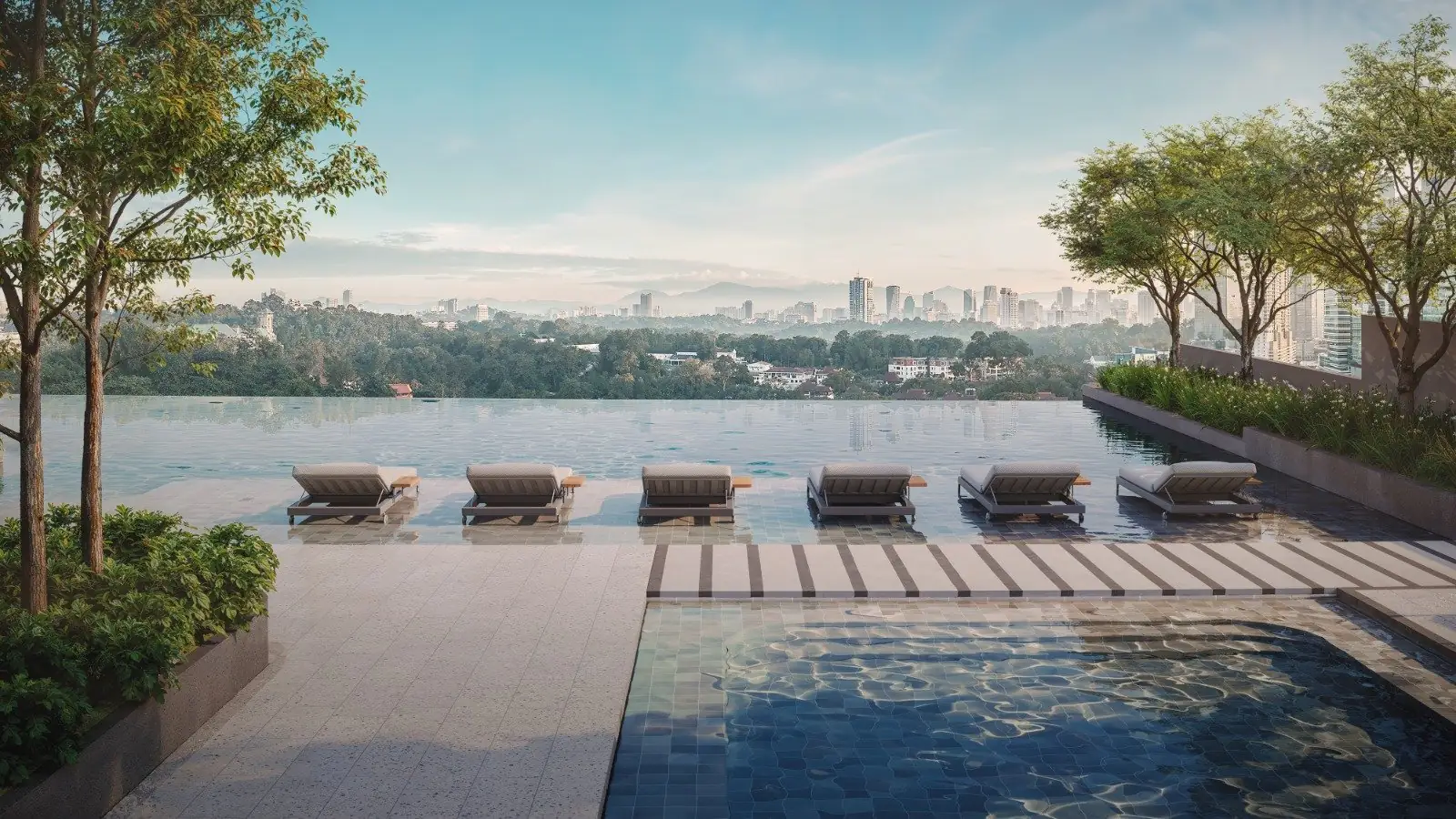 Parkside infinity pool over the city