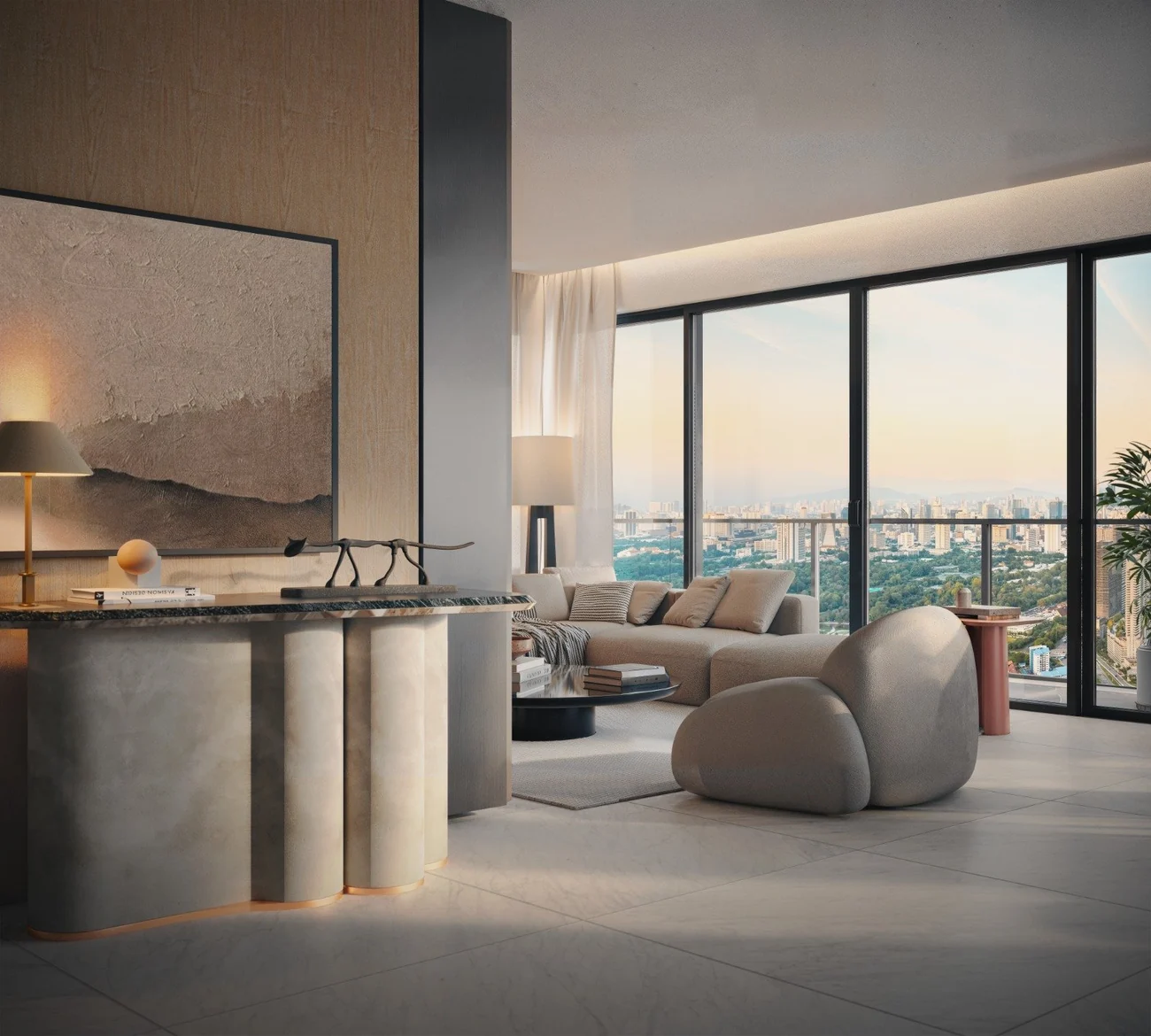 Parkside living with city view