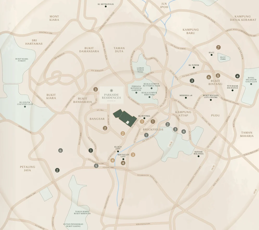 Parkside Residences location map, Bangsar Kuala Lumpur